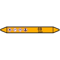N007422 Brady Black on Yellow CO Clp Pipe Marker On Card