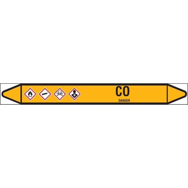 N007429 Brady Black on Yellow CO Clp Pipe Marker On Roll