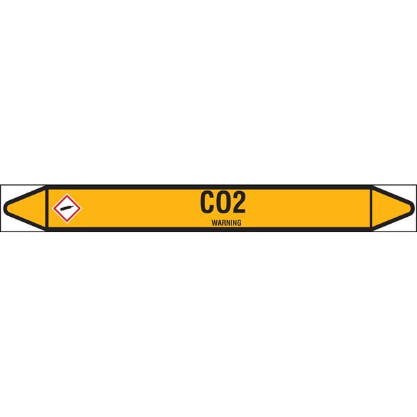 N007438 Brady Black on Yellow CO Clp Pipe Marker On Roll