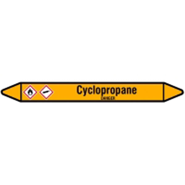 N007455 Brady Black on Yellow Cyclopropane Clp Pipe Marker On Card