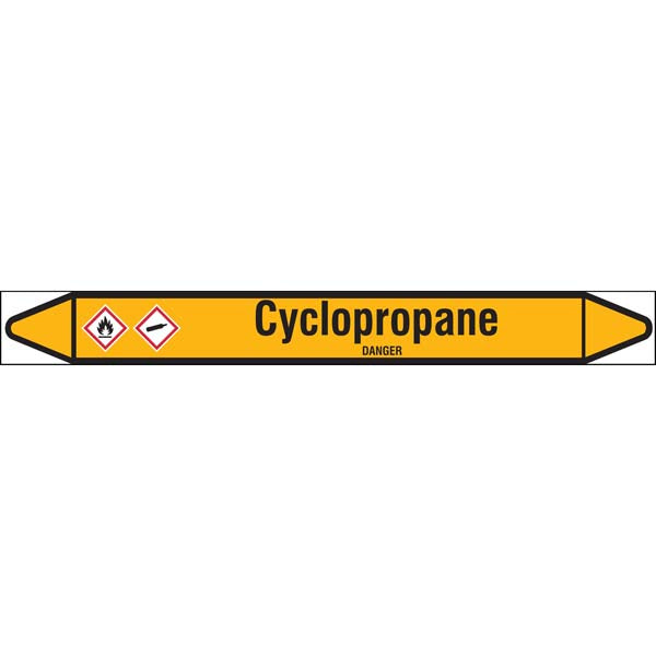 N007460 Brady Black on Yellow Cyclopropane Clp Pipe Marker On Roll