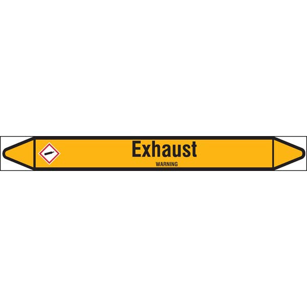 N007469 Brady Black on Yellow Exhaust Clp Pipe Marker On Roll