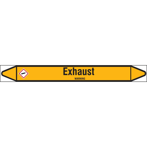 N007470 Brady Black on Yellow Exhaust Clp Pipe Marker On Roll