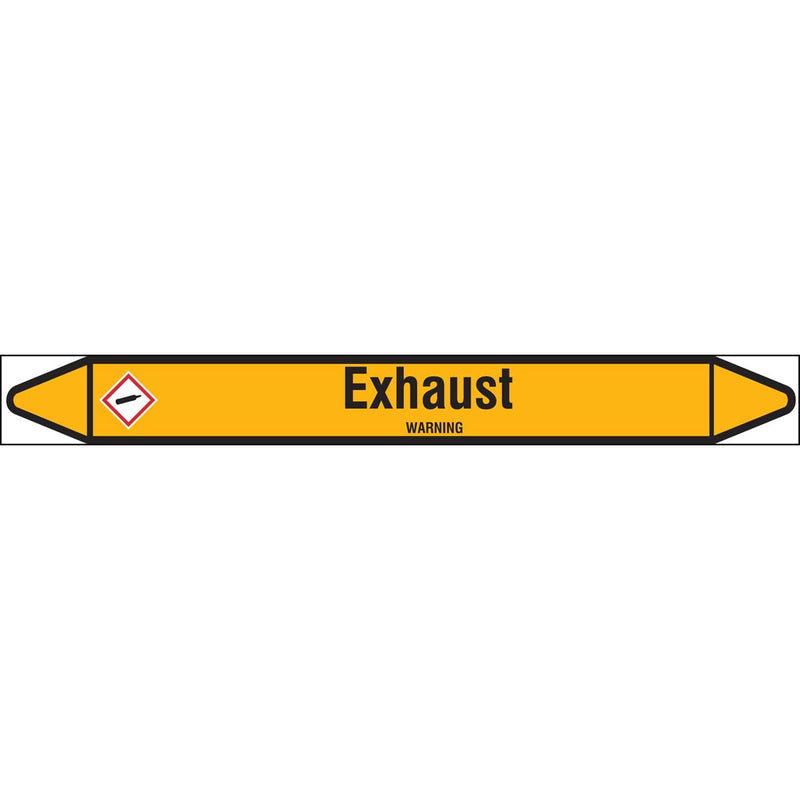 N007469 Brady Black on Yellow Exhaust Clp Pipe Marker On Roll