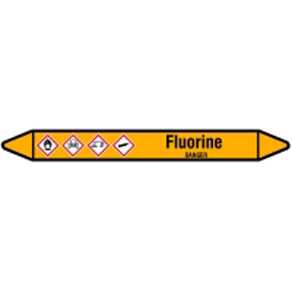 N007476 Brady Black on Yellow Fluorine Clp Pipe Marker On Card