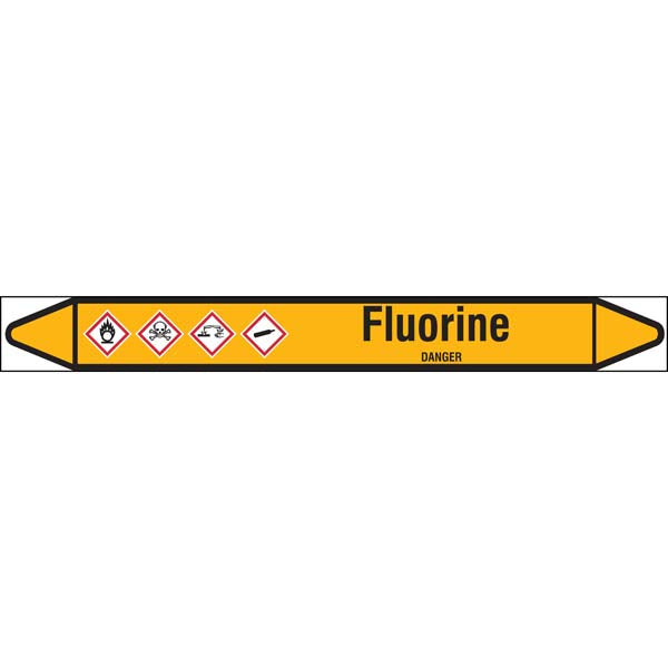 N007479 Brady Black on Yellow Fluorine Clp Pipe Marker On Roll