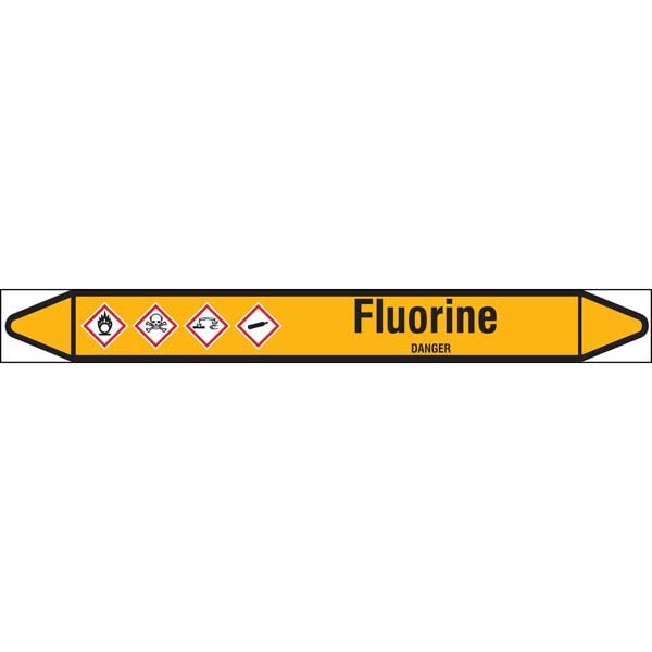 N007480 Brady Black on Yellow Fluorine Clp Pipe Marker On Roll