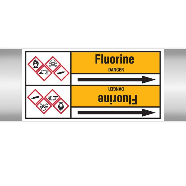 N007482 Brady Black on Yellow Fluorine Clp Pipe Marker On Roll
