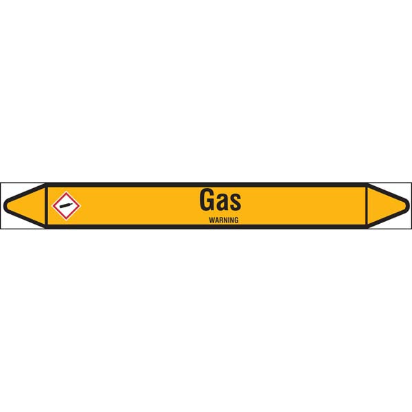 N007516 Brady Black on Yellow Gas Clp Pipe Marker On Roll