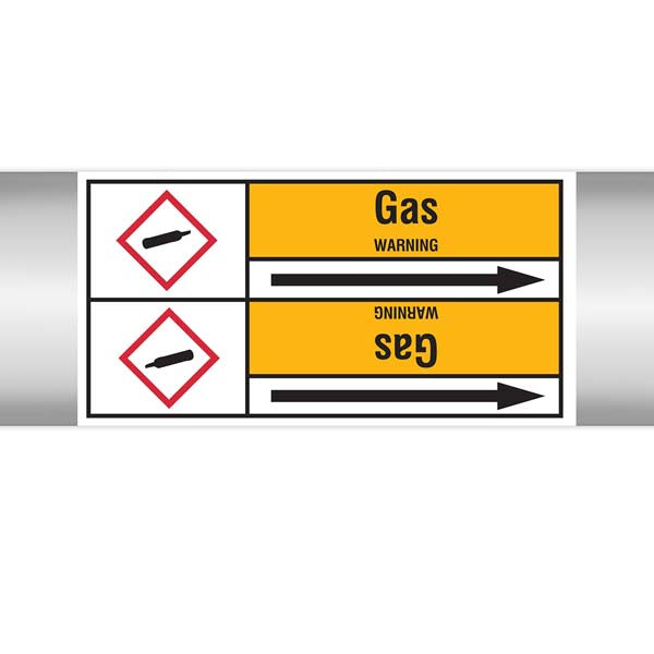N007518 Brady Black on Yellow Gas Clp Pipe Marker On Roll
