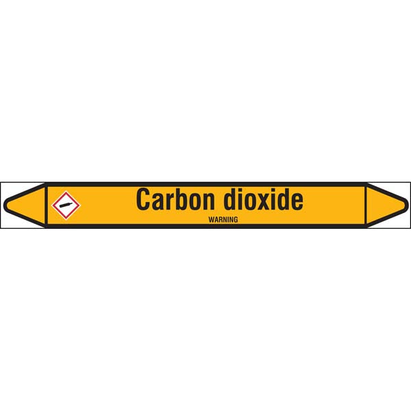 N007534 Brady Black on Yellow Carbon dioxide Clp Pipe Marker On Roll
