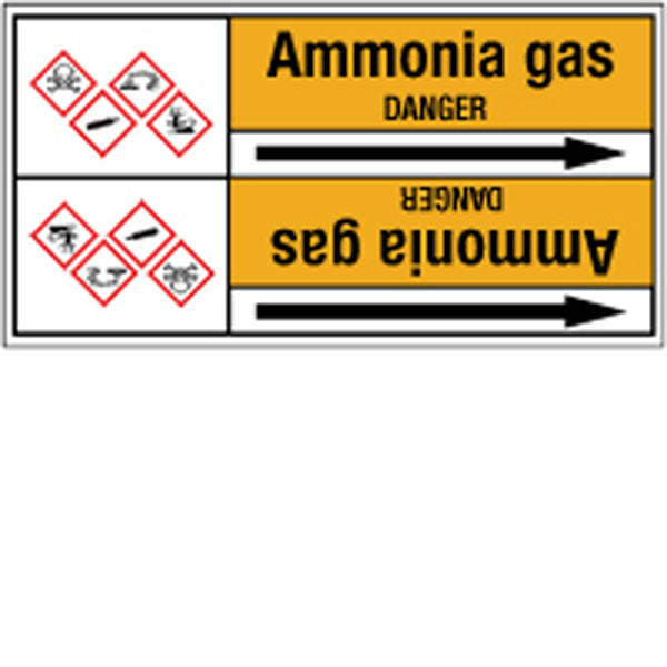 N007542 Brady Black on Yellow Ammonia gas Clp Pipe Marker On Roll
