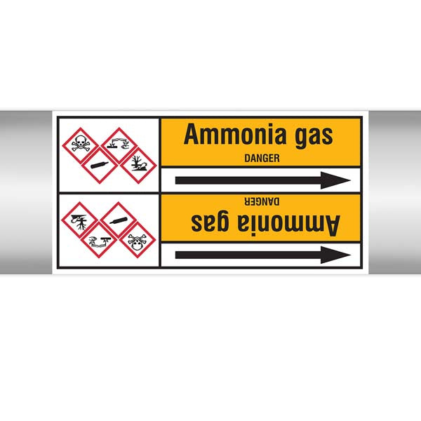 N007547 Brady Black on Yellow Ammonia gas Clp Pipe Marker On Roll