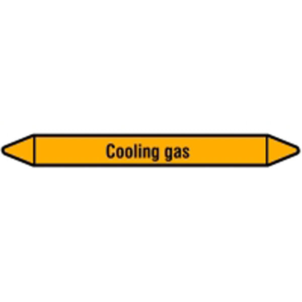 N007550 Brady Black on Yellow Cooling gas Clp Pipe Marker On Card