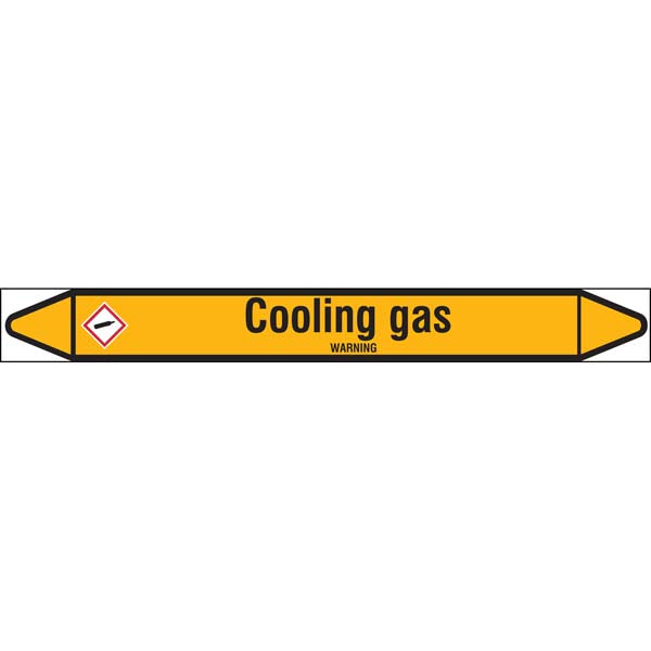 N007554 Brady Black on Yellow Cooling gas Clp Pipe Marker On Roll