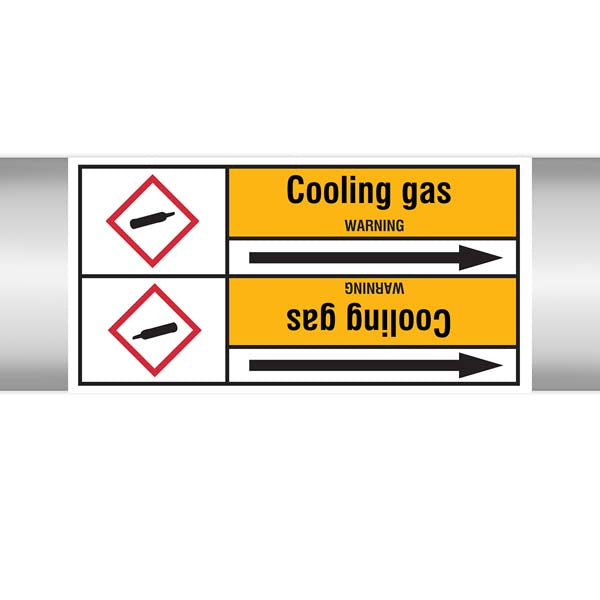 N007556 Brady Black on Yellow Cooling gas Clp Pipe Marker On Roll