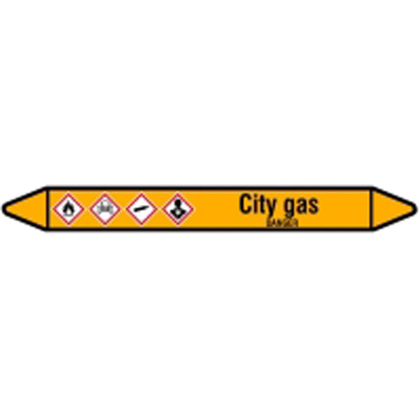 N007561 Brady Black on Yellow City gas Clp Pipe Marker On Card