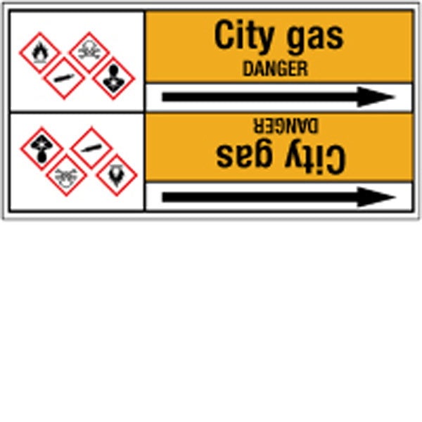 N007562 Brady Black on Yellow City gas Clp Pipe Marker On Roll