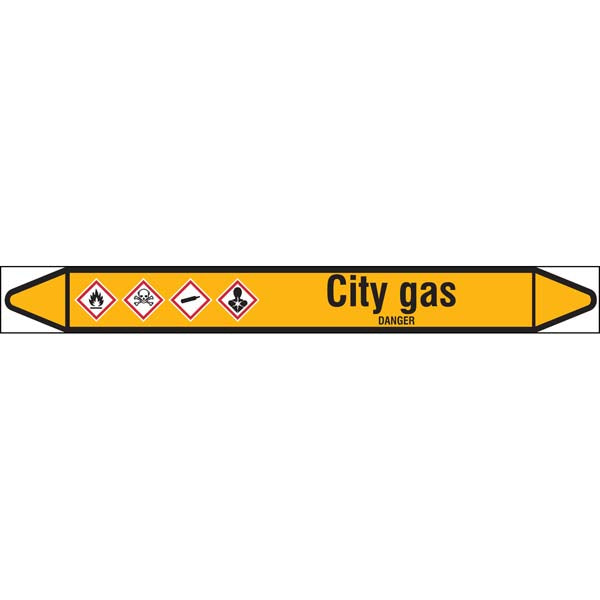 N007564 Brady Black on Yellow City gas Clp Pipe Marker On Roll
