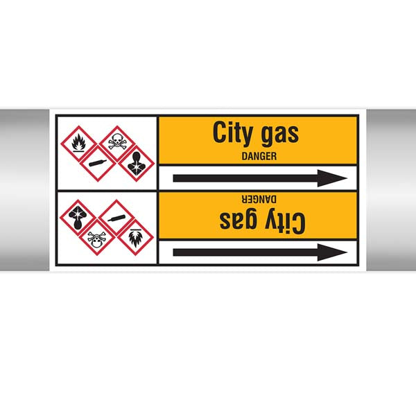 N007567 Brady Black on Yellow City gas Clp Pipe Marker On Roll
