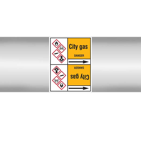 N007568 Brady Black on Yellow City gas Clp Pipe Marker On Roll