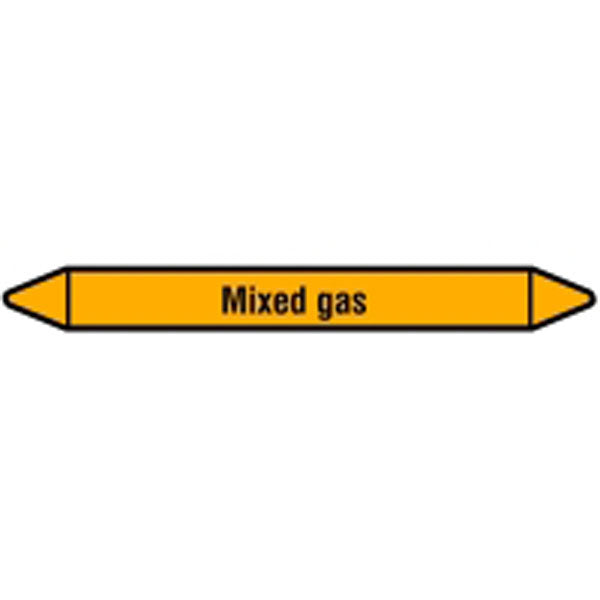 N007578 Brady Black on Yellow Mixed gas Clp Pipe Marker On Card