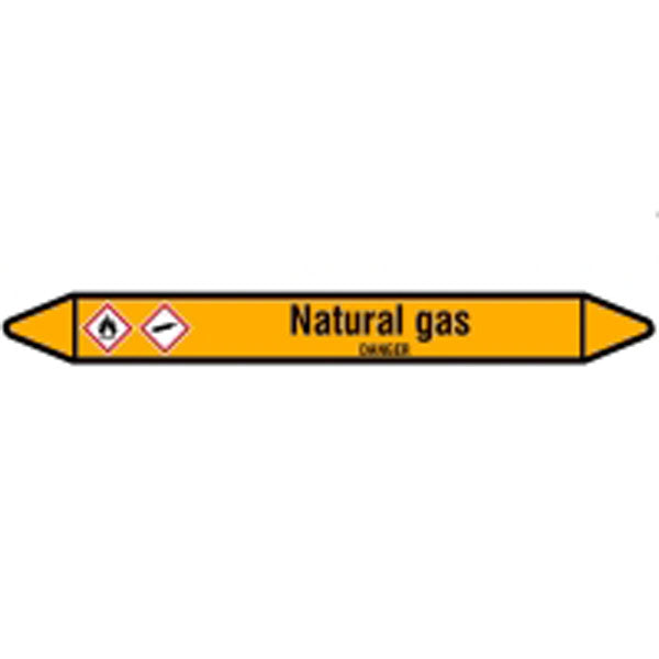 N007589 Brady Black on Yellow Natural gas Clp Pipe Marker On Card