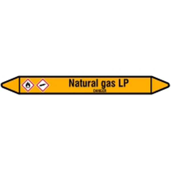 N007600 Brady Black on Yellow Natural gas LP Clp Pipe Marker On Card