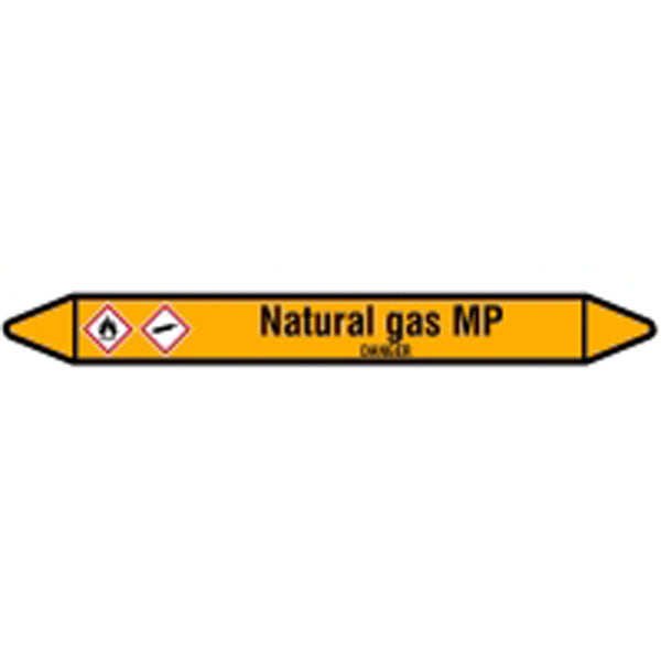 N007609 Brady Black on Yellow Natural gas MP Clp Pipe Marker On Card