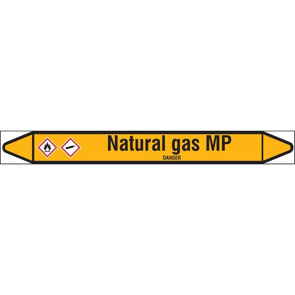 N007613 Brady Black on Yellow Natural gas MP Clp Pipe Marker On Roll
