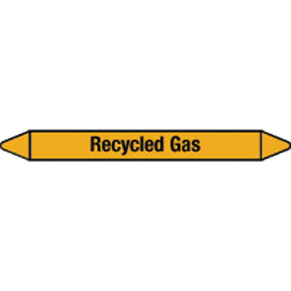 N007618 Brady Black on Yellow Recycled gas Clp Pipe Marker On Card
