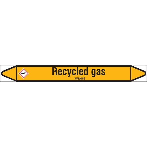 N007622 Brady Black on Yellow Recycled gas Clp Pipe Marker On Roll