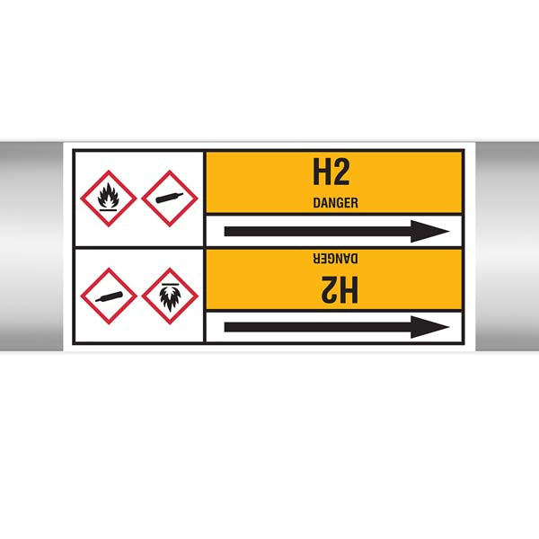 N007645 Brady Black on Yellow H Clp Pipe Marker On Roll
