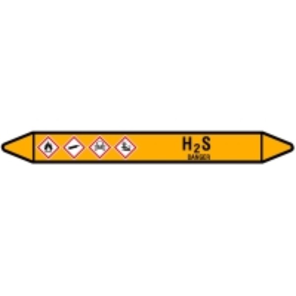 N007650 Brady Black on Yellow H Clp Pipe Marker On Card