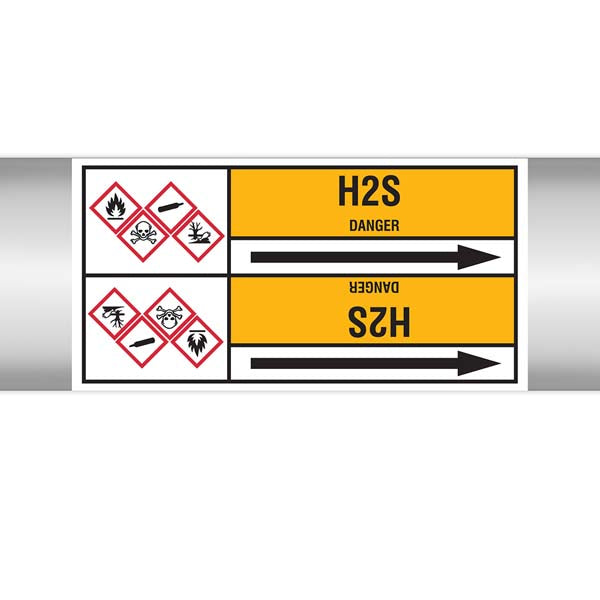 N007656 Brady Black on Yellow H Clp Pipe Marker On Roll