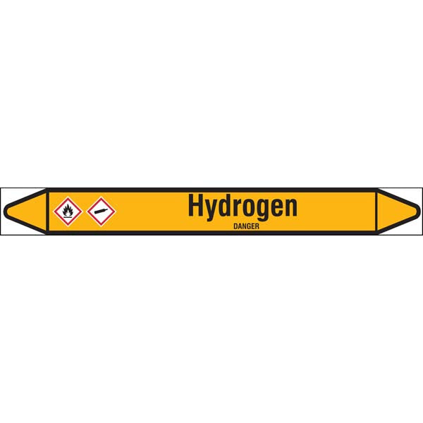 N007673 Brady Black on Yellow Hydrogen Clp Pipe Marker On Roll