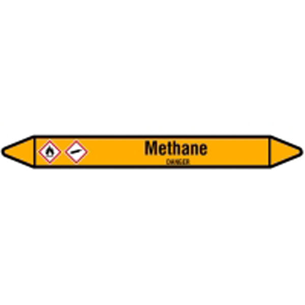 N007681 Brady Black on Yellow Methane Clp Pipe Marker On Card