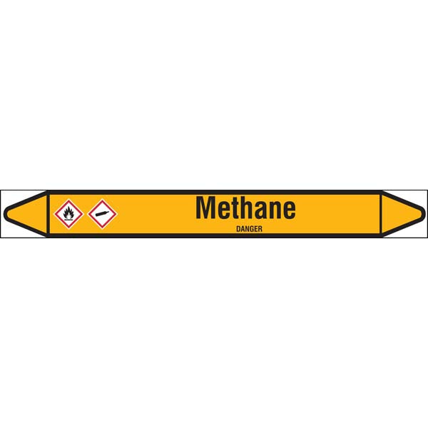 N007684 Brady Black on Yellow Methane Clp Pipe Marker On Roll