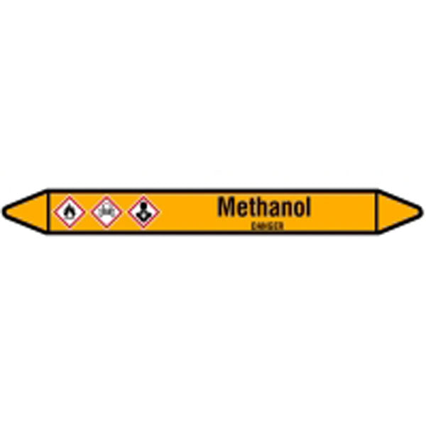 N007691 Brady Black on Yellow Methanol Clp Pipe Marker On Card