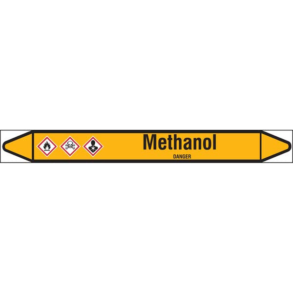N007697 Brady Black on Yellow Methanol Clp Pipe Marker On Roll