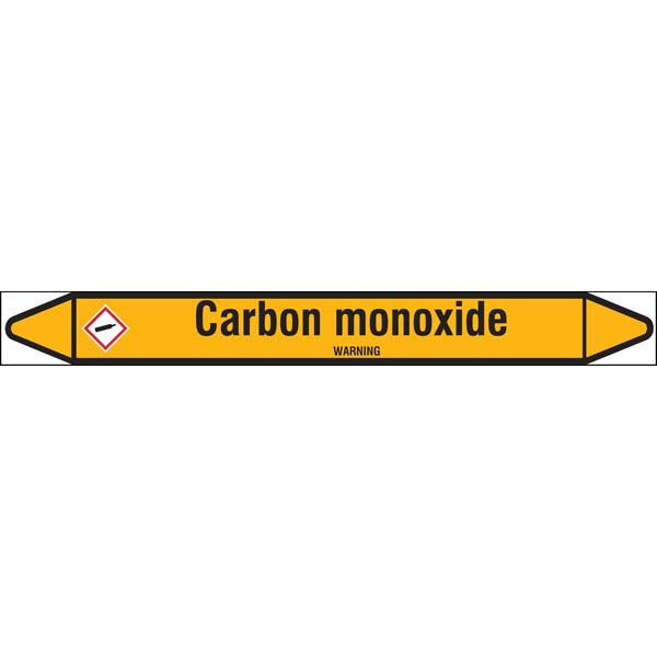 N007715 Brady Black on Yellow Carbone monoxide Clp Pipe Marker On Roll