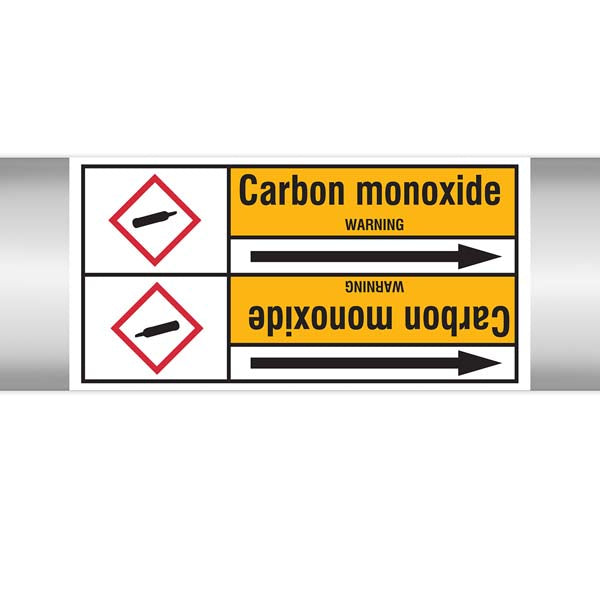 N007718 Brady Black on Yellow Carbone monoxide Clp Pipe Marker On Roll
