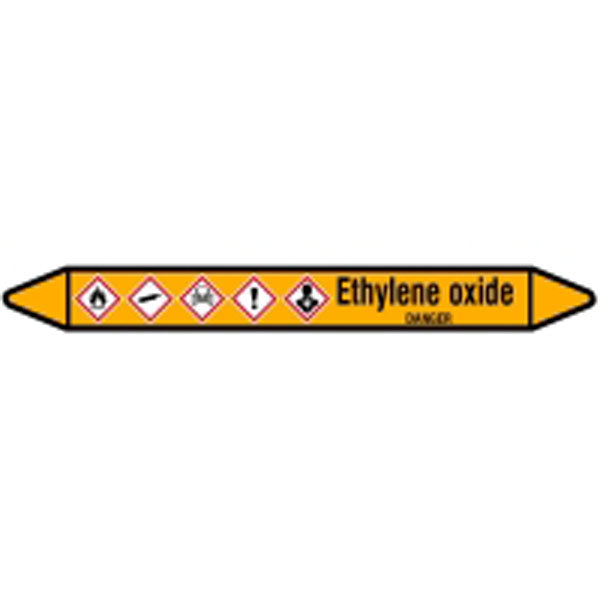 N007722 Brady Black on Yellow Ethylene oxide Clp Pipe Marker On Card