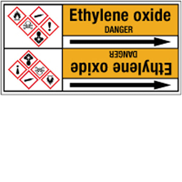 N007724 Brady Black on Yellow Ethylene oxide Clp Pipe Marker On Roll