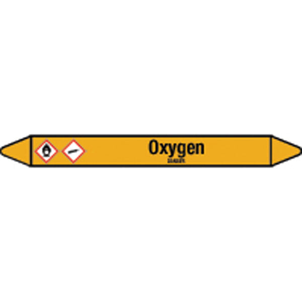 N007733 Brady Black on Yellow Oxygen Clp Pipe Marker On Card
