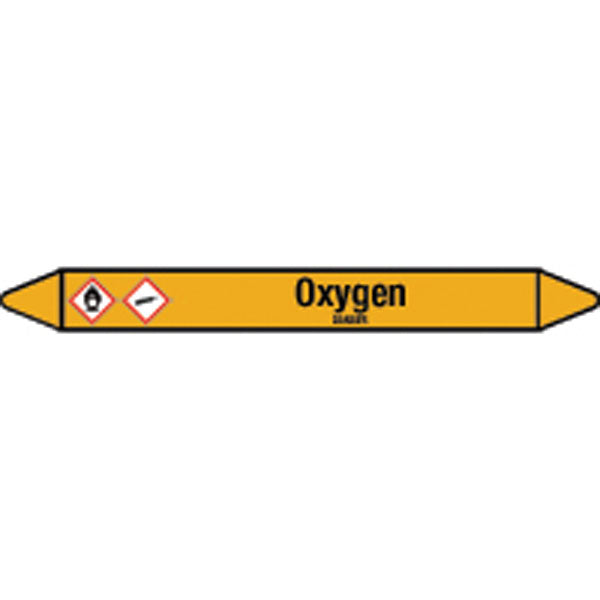 N007734 Brady Black on Yellow Oxygen Clp Pipe Marker On Card