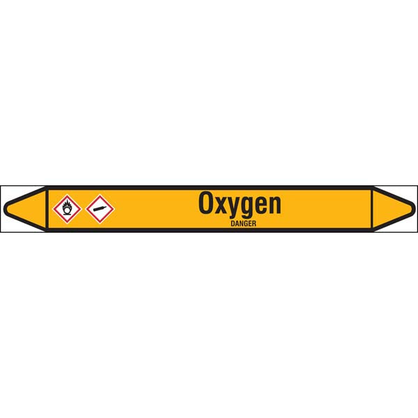 N007738 Brady Black on Yellow Oxygen Clp Pipe Marker On Roll