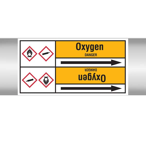 N007740 Brady Black on Yellow Oxygen Clp Pipe Marker On Roll