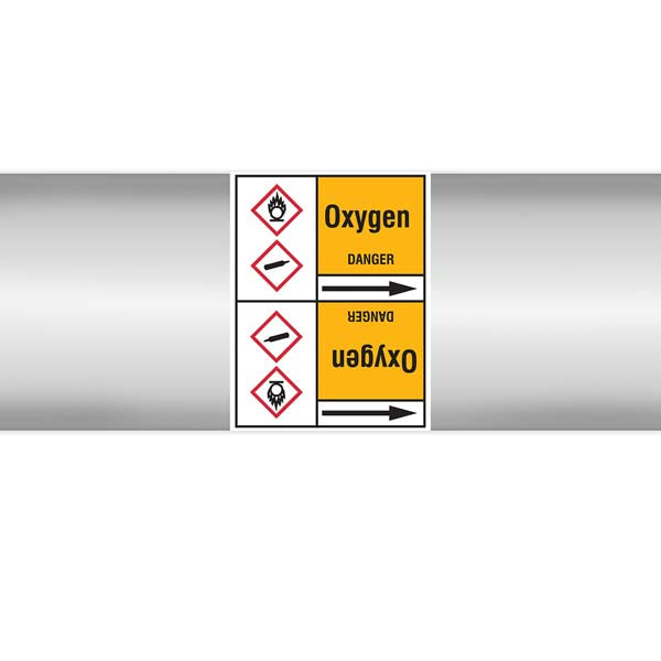 N007741 Brady Black on Yellow Oxygen Clp Pipe Marker On Roll