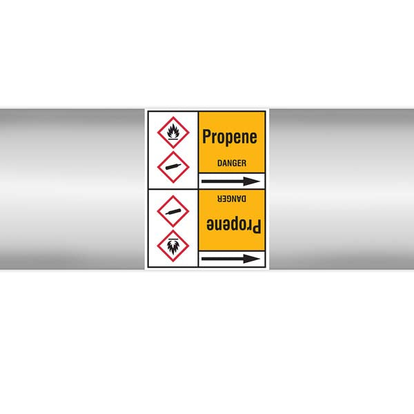 N007772 Brady Black on Yellow Propene Clp Pipe Marker On Roll